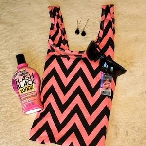 🆕2/$12-Pink w/Black Striped Scoop Tank Top